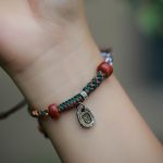 Buddha Stones Handmade Tibetan Silver 925 Sterling Silver Zakiram Goddess of Wealth Camel Bone Protection Braided Bracelet Bracelet BS 12