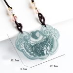 Buddha Stones Natural Jade Peony Flower Lock of Good Wishes Prosperity Necklace Pendant Necklaces & Pendants BS 8