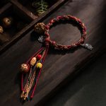 Buddha Stones Tibetan Handmade Colorful Thread 925 Sterling Silver Koi Fish Protection Strength String Bracelet Bracelet BS 17-19cm