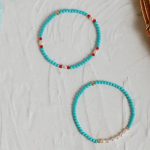 Buddha Stones Turquoise Red Agate Pearl Small Beaded Protection Bracelet Bracelet BS 17