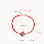 Buddha Stones 925 Sterling Silver Color-changing Four Leaf Clover Luck Protection Red String Bracelet Bracelet BS 6