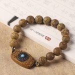 Buddha Stones Green Sandalwood Ebony Wood Sandalwood Om Mani Padme Hum Soothing Bracelet Bracelet BS 2