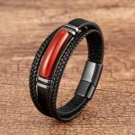 Buddha Stones Natural Stone Green Agate Power Multilayered Braided Leather Bracelet (Extra 30% Off | USE CODE: FS30) Bracelet BS Red Agate 23cm