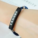 Buddha Stones Buddhism Six True Words Wood Ebony Wood Silver Inlaid Protection Bracelet Bracelet BS 8