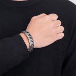 Buddha Stones Tibetan Om Mani Padme Hum Mantra Titanium Steel Peace Cuf Bangle Bracelet Bracelet Bangle BS 9