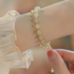 Buddha Stones 14K Gold Plated 2 Layers Hetian Jade Bead Luck Prosperity Bracelet Bracelet BS 1