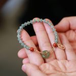 Buddha Stones Natural Hetian Jade Red Agate Peace Buckle Lucky Fortune Bracelet Bracelet BS 6