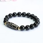 Buddha Stones Tibetan Nine-Eye Dzi Bead Black Onyx Power Bracelet Bracelet BS 4