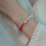 Buddha Stones 14K Gold Plated Pearl Bead Luck Protection Braid Red String Bracelet Bracelet BS 10