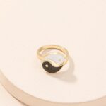 Buddha Stones Yin Yang Symbol Adjustable Blessing Couple Ring Rings BS 1