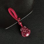 Buddha Stones Laughing Buddha Cinnabar Blessing Necklace Pendant Phone Hanging Decoration Key Chain Necklaces & Pendants BS Key Chain Red