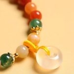 Buddha Stones 14K Gold Plated Colorful Golden Silk Jade Peace Buckle Wealth Bracelet Bracelet BS 2