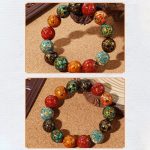 Buddha Stones Natural Multicolored Lacquer Beads Calm Bracelet Bracelet BS 6