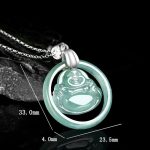 Buddha Stones 925 Sterling Silver Natural Jade Round Laughing Buddha Abundance Chain Necklace Pendant Necklaces & Pendants BS 6