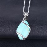 Buddha Stones Marquise Pattern Natural Crystal Stone Charm Necklace Pendant Necklaces & Pendants BS Turquoise