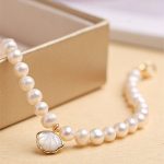 Buddha Stones 14K Gold Plated Natural Pearl Crystal Shell Charm Bead Bracelet Bracelet BS 1