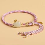 Reincarnation Knot Luck String Protection Braid Bracelet Bracelet BS Hetian Jade Rabbit Braid (Wrist Circumference 14-20cm)