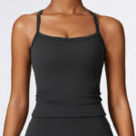 Buddha Stones Solid Color Crop Tank Top High Waist Shorts Sports Fitness Gym Yoga Outfits 2-Piece Outfit BS Black Top US8/10/XL