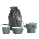 Buddha Stones Sanxingdui Ceramic Teacup Kung Fu Tea Cup With Bag Cup BS 23