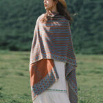Buddha Stones Tibetan Shawl Striped Diamond Pattern Winter Warm Soft Scarf Tibetan Shawl BS Orange Light Blue