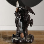Buddha Stones Nordic Dragon Ceramic Backflow Smoke Fountain Meditation Healing Incense Burner Led Ball Decoration Incense Burner BS 13