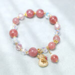 FREE Today: Love Healing Natural Strawberry Quartz Money Bag Charm Positive Bracelet FREE FREE 7