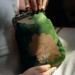 Buddha Stones Small Green Peony Butterfly Metal Chain Crossbody Bag Shoulder Bag Cellphone Bag Crossbody Bag BS 1