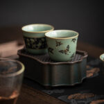 Buddha Stones Butterfly Flower Lotus Koi Fish Plum Blossom Ceramic Teacup Kung Fu Tea Cup 100ml Cup BS 19