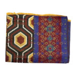 Buddha Stones Tibetan Shawl Brown Blue Red Geometric Shapes Pattern Winter Cozy Travel Scarf Wrap Tibetan Shawl BS 18