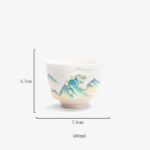Buddha Stones Lotus Flower Leaf Mountain Pavilion Elk Peony Ceramic Teacup Kung Fu Tea Cup Cup BS 28