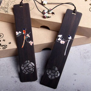 Buddha Stones Oriole Bird Flower Ebony Wood Bookmarks With Gift Box Bookmarks BS main