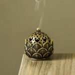 Buddha Stones Tibetan Mini Lotus Pattern Meditation Copper Incense Burner Incense Burner BS 1