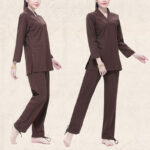 Buddha Stones Zen Practice Yoga Meditation Prayer V-neck Design Uniform Cotton Linen Clothing Women's Set Clothes BS 11