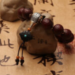 Buddha Stones Tibetan Bodhi Seed Agate Bead Luck Wealth Tassel Charm Wrist Mala Wrist Mala BS 2