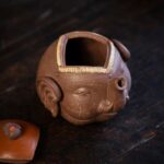 Buddha Stones Cute Elephant Auspicious Clouds Purple Clay Ceramic Teapot Teapot BS 4
