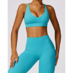Buddha Stones Gym Sports Yoga Backless Bra Crop Tank Top Breathable Shorts 2-Piece Outfit BS 9