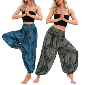 Buddha Stones Casual Loose Round Rose Pattern Harem Trousers Women's Yoga Pants Women's Harem Pants BS main