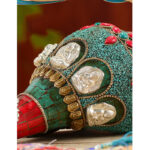 Buddha Stones Tibetan Handmade Shankha Om Mani Padme Hum Buddha Avalokitesvara Turquoise Conch Shell Positive Decoration Decorations BS 7