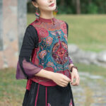 Buddha Stones Vintage Style Embroidery Flower Tang Suit Design Sleeveless Vest Waistcoat BS 18
