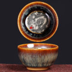Buddha Stones 12 Chinese Zodiac Pattern Ceramic Teacup Kung Fu Jian Chinese Zhan Tea Cup 73ml Jian Zhan Tea Cup BS Dragon 6.8cm*3.6cm*73ml