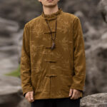 Buddha Stones Bamboo Leaves Clothing Chinese Tang Suit Jacket Coat Men Clothing Clothes BS 3