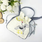 Buddha Stones Embroidered Butterfly Lotus Magnolia Cotton Linen Tote Crossbody Bag Shoulder Bag Handbag Crossbody Bag BS 26