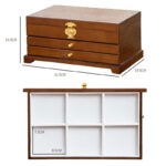 Buddha Stones Retro Wooden Jewelry Box Three-Layer Jewelry Storage Box Jewelry Box BS 16