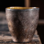 Buddha Stones Lotus Pod Leaf Flower Auspicious Clouds Ceramic Teacup Kung Fu Tea Cup Cup BS Brown Water Ripples 5.5cm*5.6cm*59ml