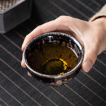 Buddha Stones Handmade Cherry Blossoms Sakura Design Chinese Jianzhan Ceramic Teacup Kung Fu Tea Cup Jian Zhan Tea Cup BS 5