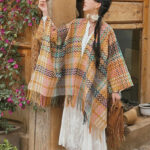 Buddha Stones Tibetan Shawl Colorful Wavy Striped Shapes Tassels Winter Cozy Travel Scarf Wrap Tibetan Shawl BS Yellow Green