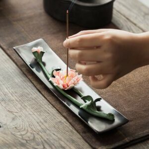 Lotus Peony Rose Flower Ceramic Spiritual Incense Burner (Extra 30% Off | USE CODE: FS30) Incense Burner BS Pink Peony
