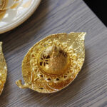 Buddha Stones Tibetan Gold Mini Leaf Coaster Meditation Incense Burner Incense Burner BS 4