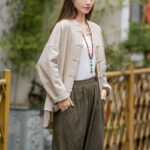 Buddha Stones Frog-Button Design Shirt Tai Chi Meditation Top Clothing Ramie Linen Jacket Jacket Shirt BS 17