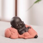 Buddha Stones Always Smiling Laughing Buddha Wealth Luck Purple Clay Maitreya Statue Decoration Decorations BS Leisurely Little Laughing Buddha
